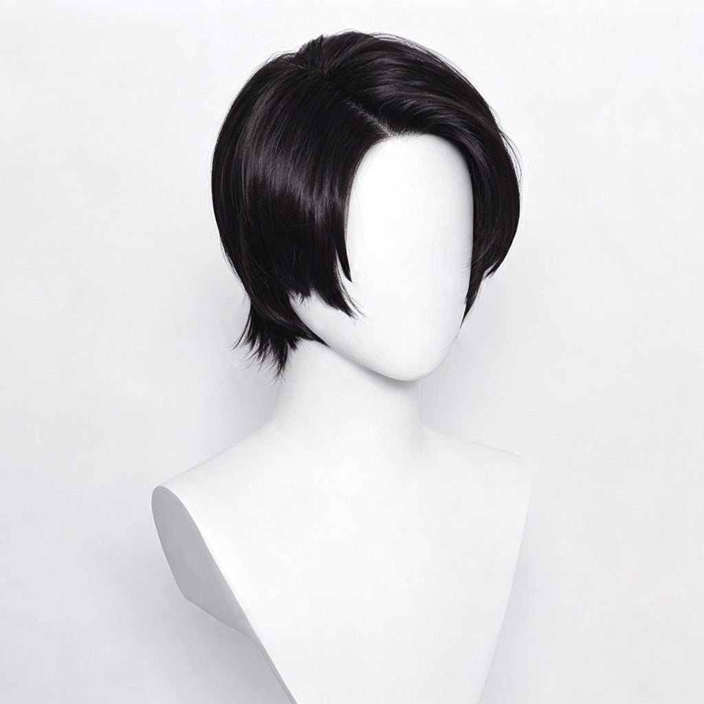 Jujutsu   Kaisen   Yuta Okkotsu   Jet   Black   3:7 Parted   Short   Basic   Wig