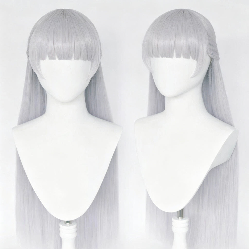 Uma   Musume   Gold Ship   Silver   Gray   Purple Full   Fringe   Long Straight   Basic   Wig