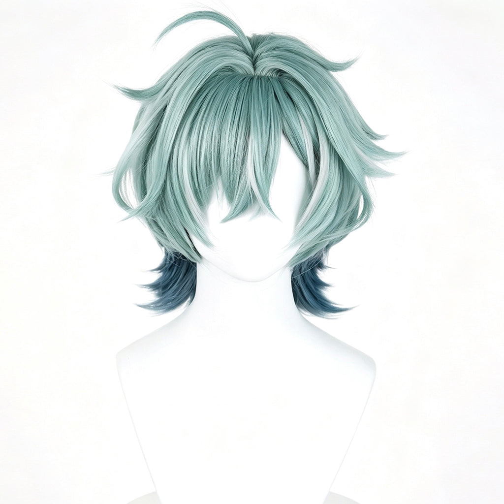 Genshin Impact Ororon Cosplay Wig | Mint Green Gradient Short Wig | Realistic Scalp | Heat Resistant Synthetic Hair
