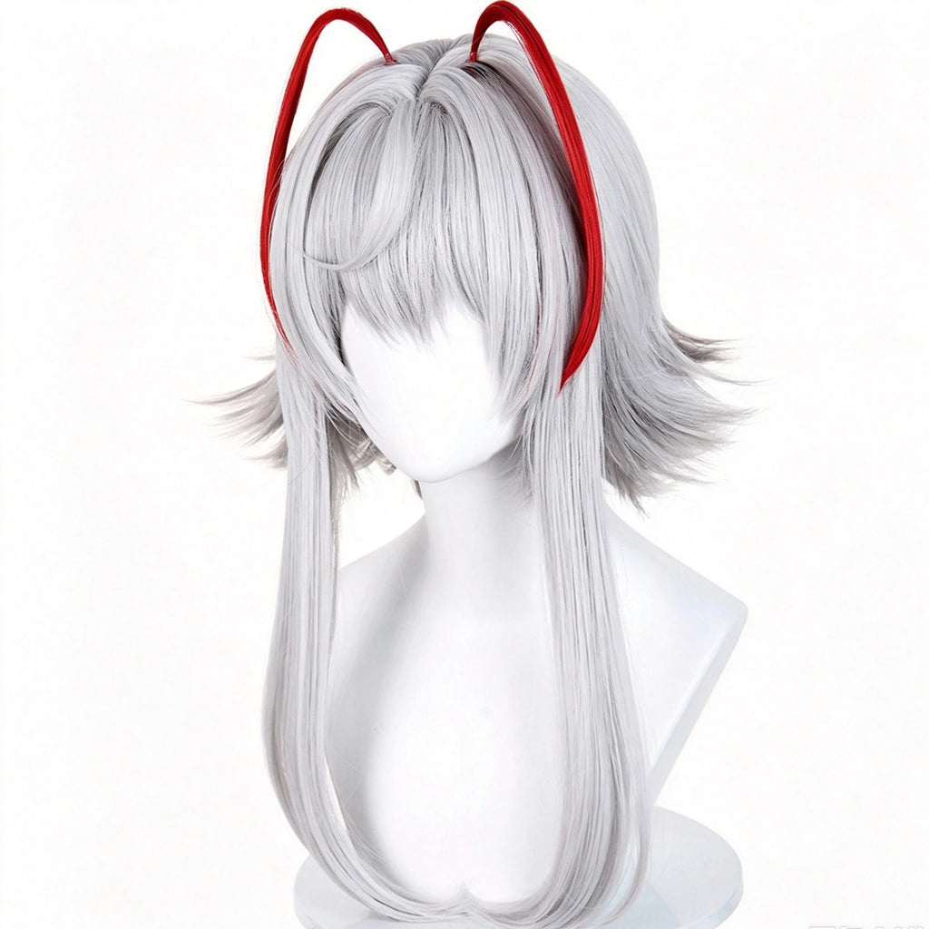 Arknights   Wiš'adel Delta   Force   Long   Silver Grey   Red   Hair   Basic Wig