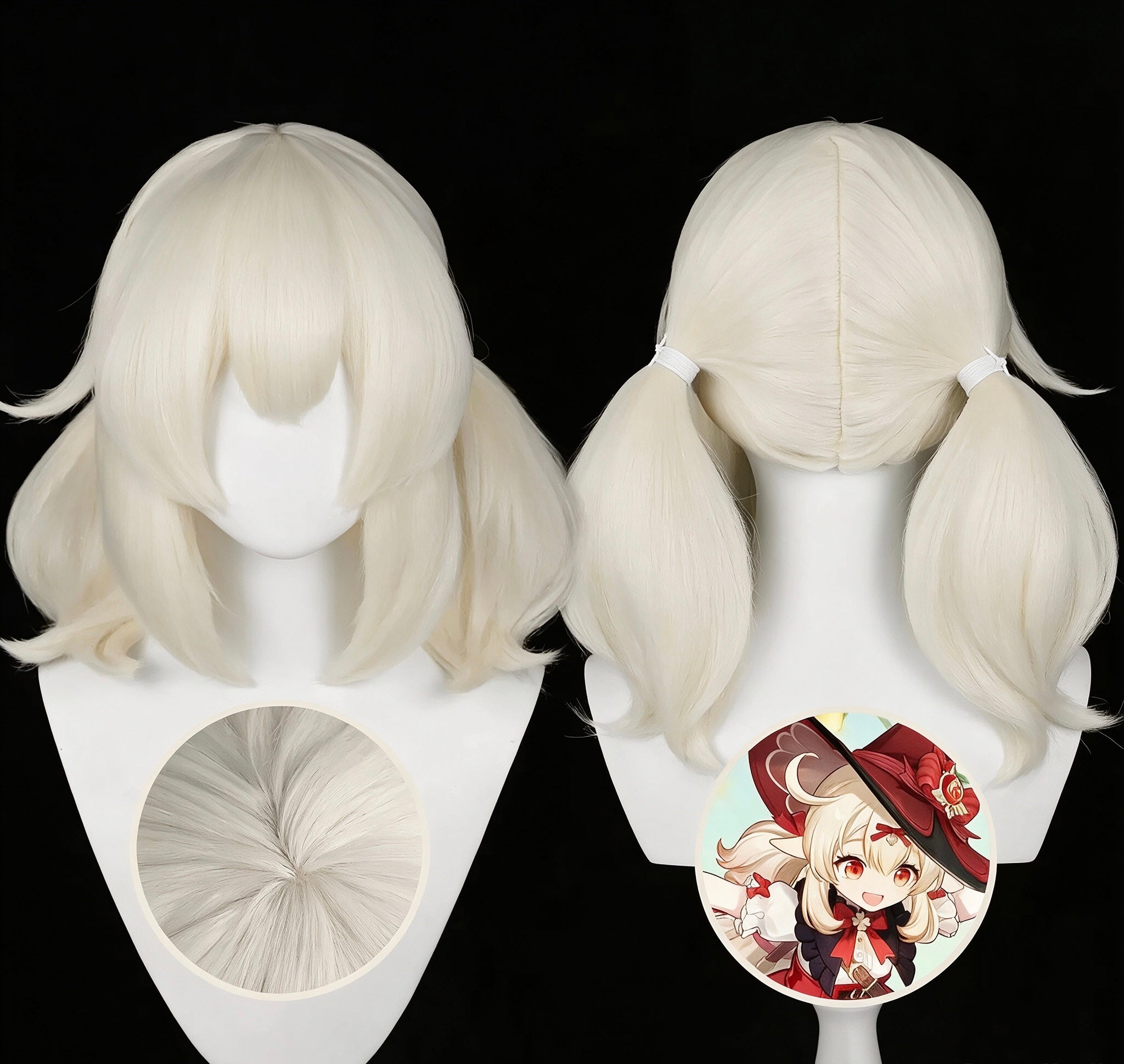 Genshin   Impact   Klee Long   White   Hair   Basic Wig