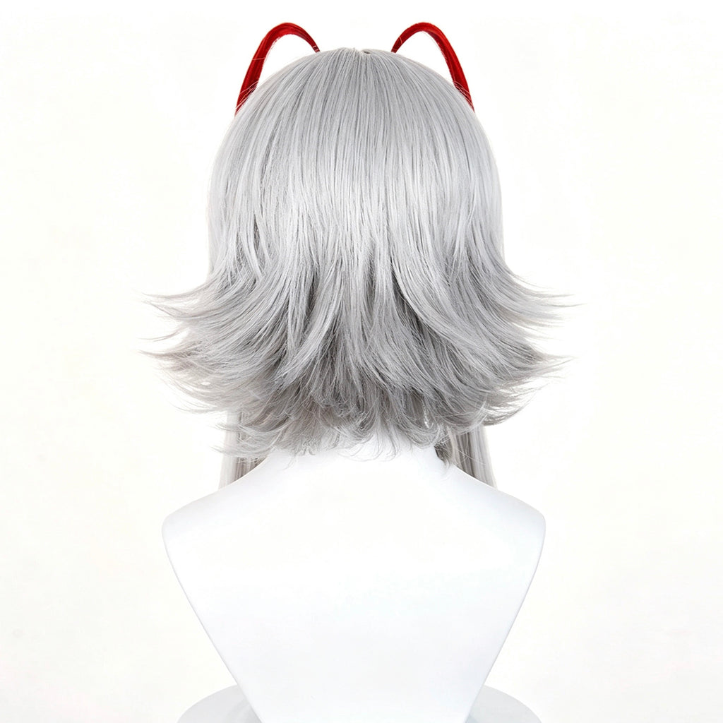 Arknights   Wiš'adel Delta   Force   Long   Silver Grey   Red   Hair   Basic Wig