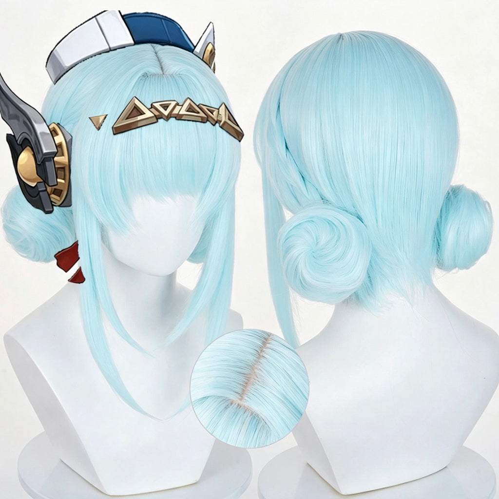 Genshin   Impact   Ineffa Short   Blue   Hair   Basic Wig