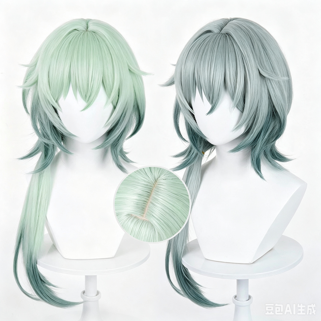 Honkai:   Star   Rail   Anaxa Long   Green   Hair   Basic Wig