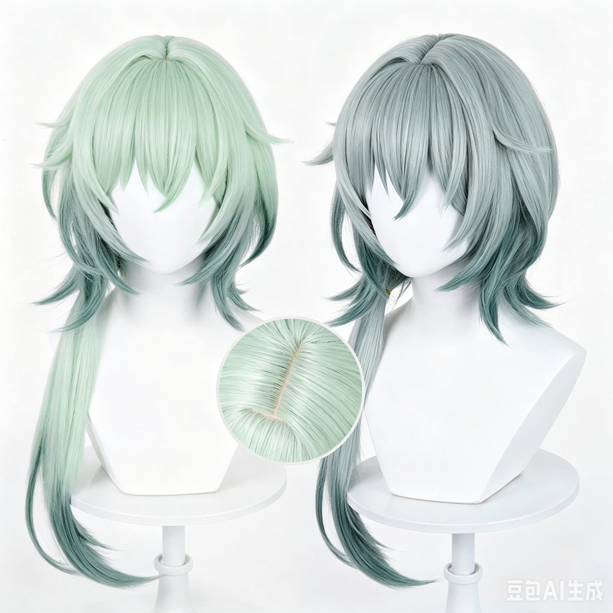 Honkai:   Star   Rail   Anaxa Long   Green   Hair   Basic Wig
