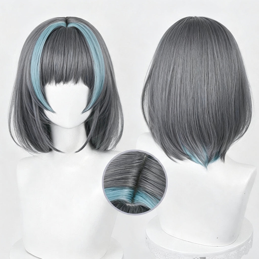 Azur   Lane   Cheshire Short   Gray   Blue   Hair Basic   Wig