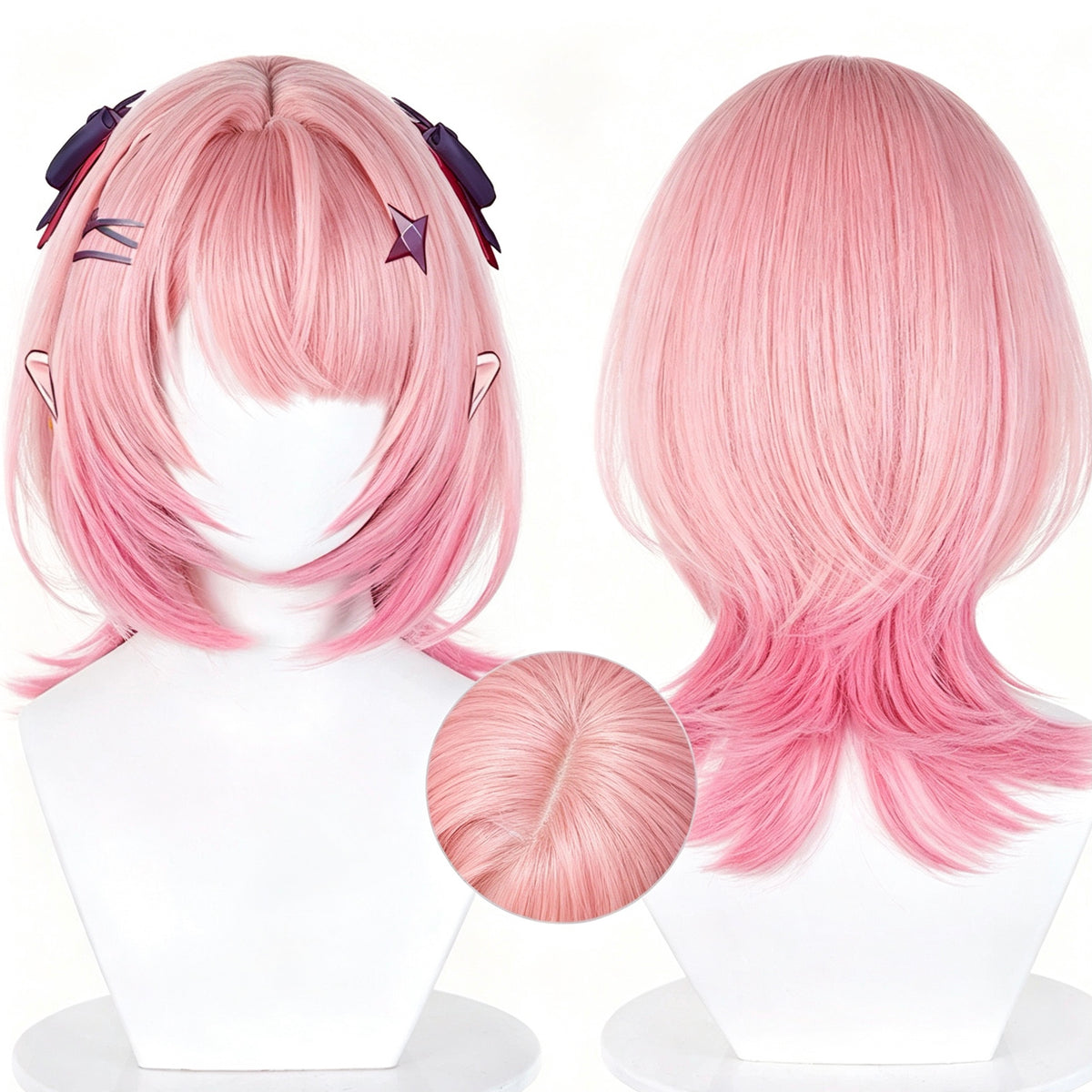 Zenless   Zone   Zero Lamir   Soft   Pink Medium   Short Upswept   Basic   Wig