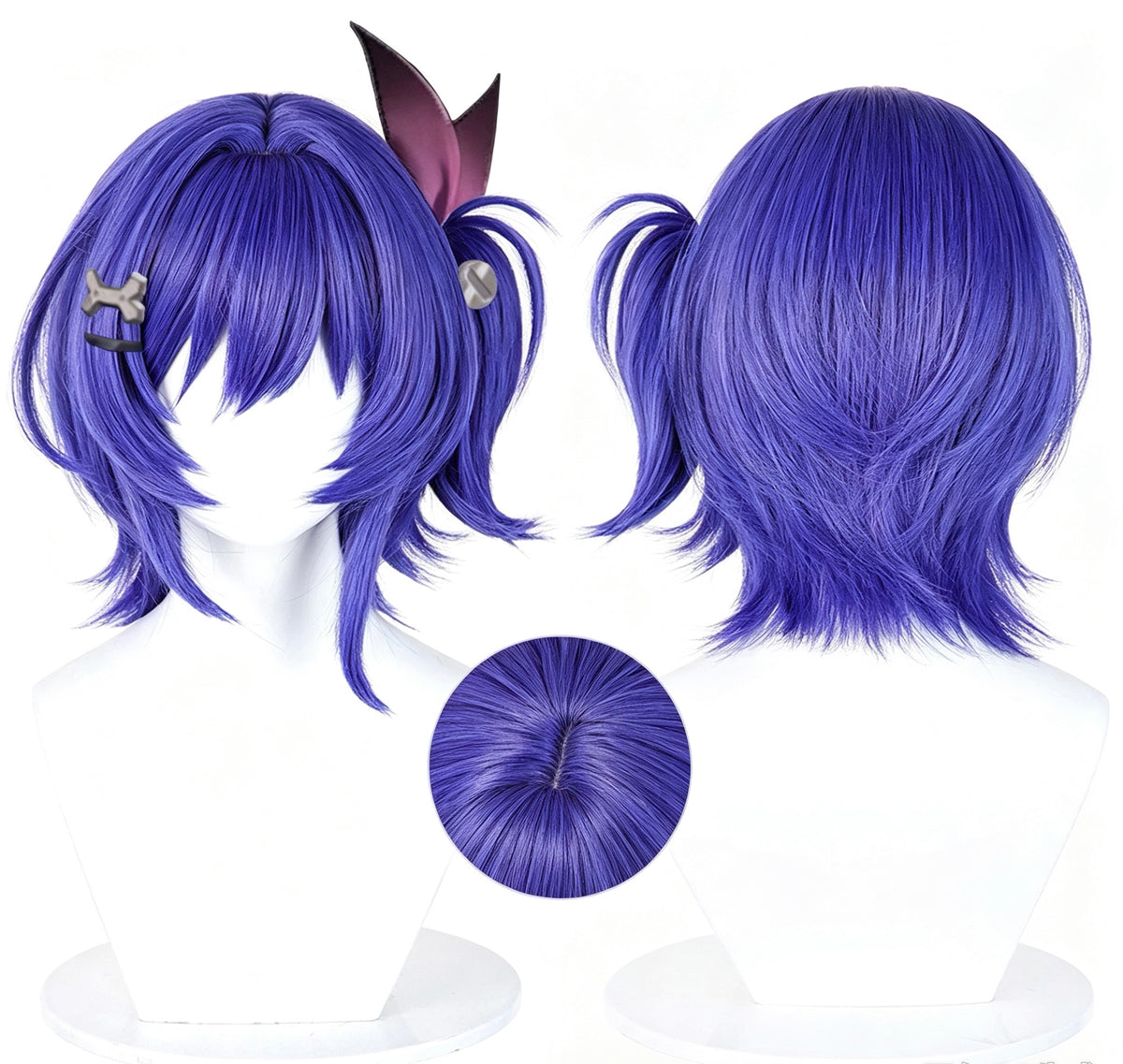 Genshin   Impact   Prune Deep   Purple   Layered Fluffy   Basic   Wig