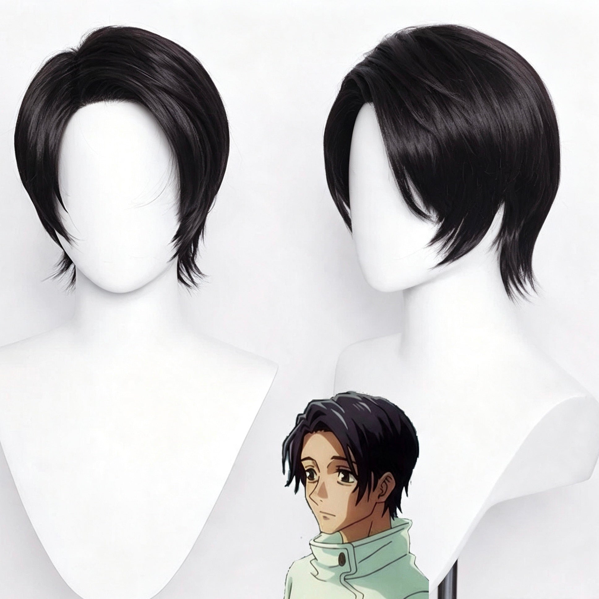 Jujutsu   Kaisen   Yuta Okkotsu   Jet   Black   3:7 Parted   Short   Basic   Wig