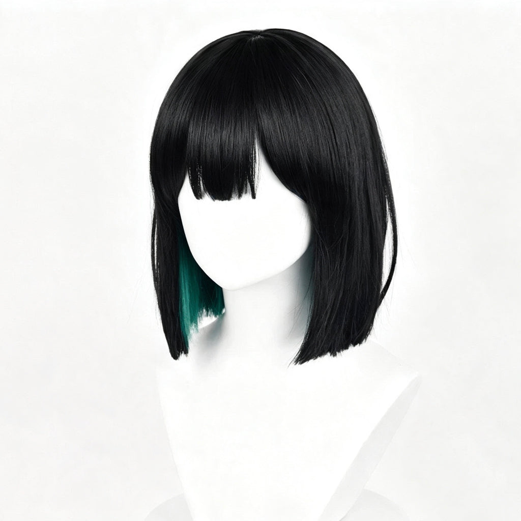 Alien   Stage   Sua   Short Black   Green   Hair   Basic Wig