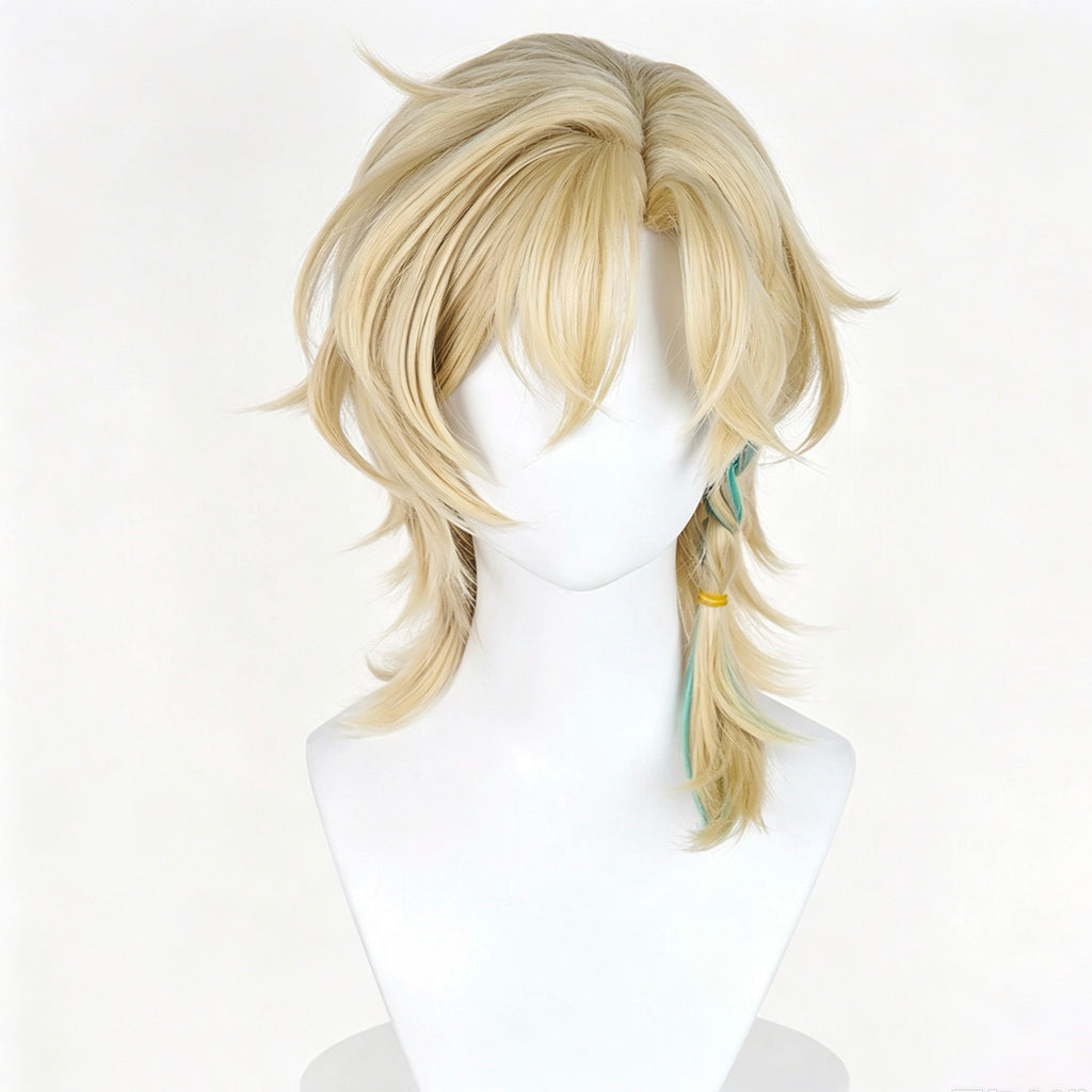 Honkai:   Star   Rail Aventurine   Light Cream   Gold   &   Mint Green   Ombre   Basic Wig