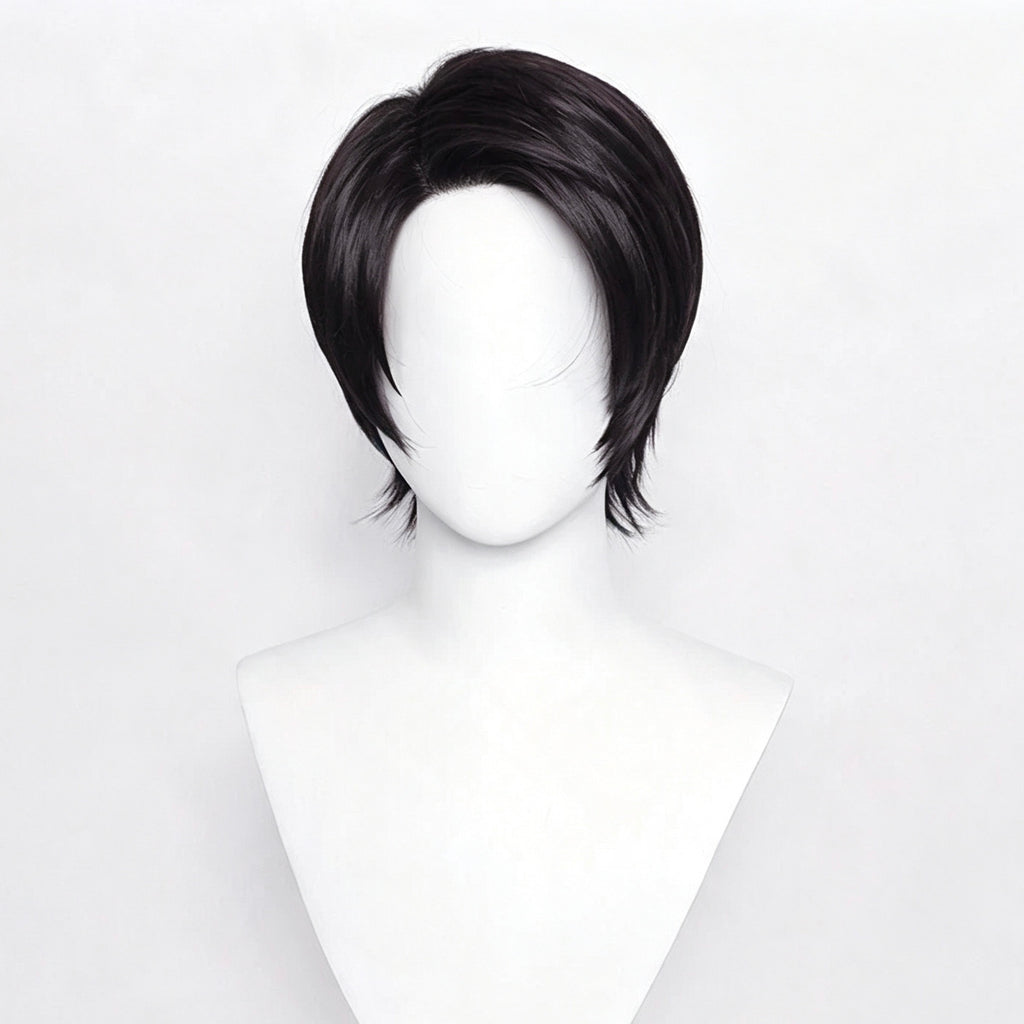 Jujutsu   Kaisen   Yuta Okkotsu   Jet   Black   3:7 Parted   Short   Basic   Wig