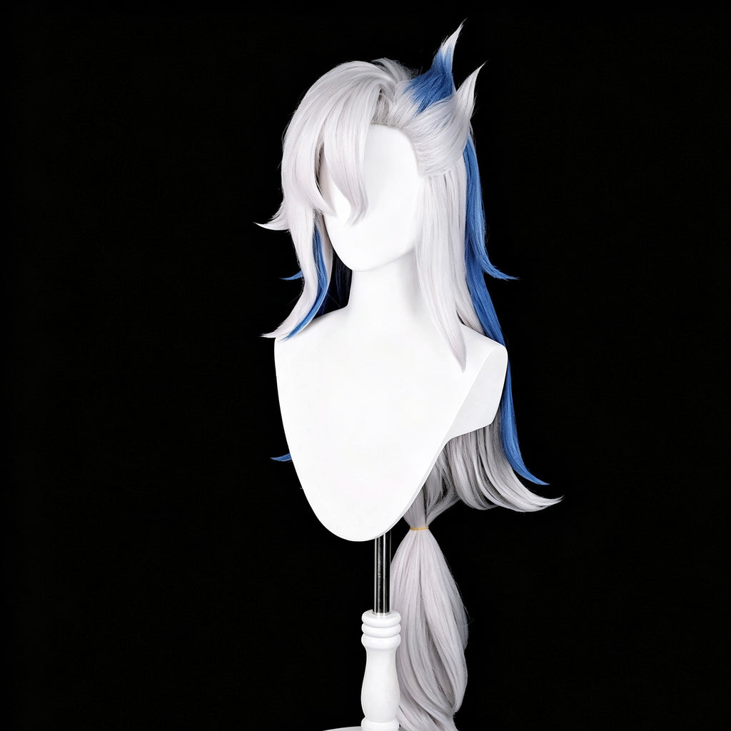 Genshin   Impact Neuvillette   Long   White Blue   Hair   Basic   Wig