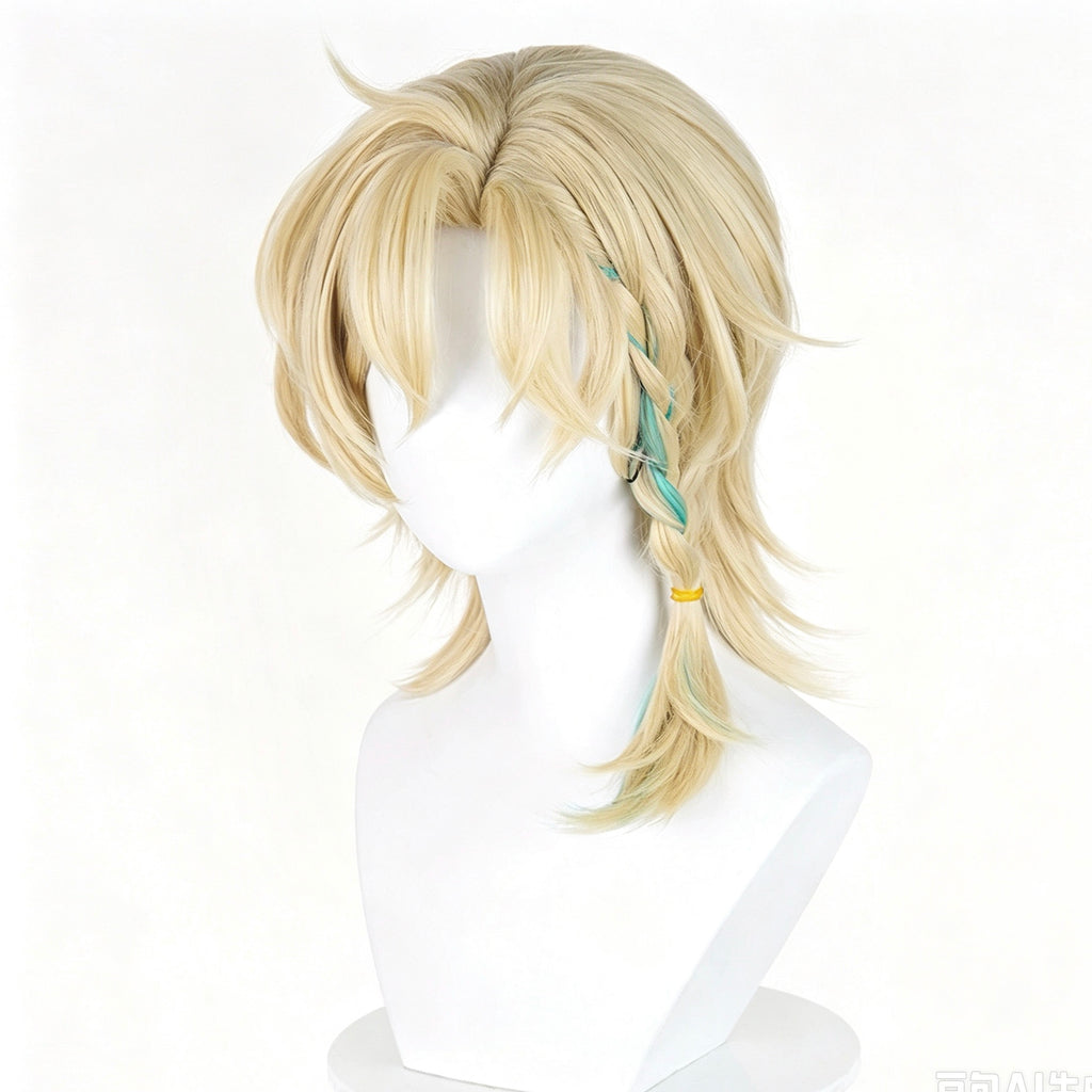 Honkai:   Star   Rail Aventurine   Light Cream   Gold   &   Mint Green   Ombre   Basic Wig