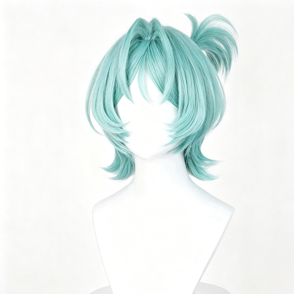 Zenless   Zone   Zero Roxie   Wig   Mint Cyan‑Blue   Realistic Scalp   Top   Short   Wig With   Detachable Alligator‑Clip   Ahoge Ponytail   Basic   Wig