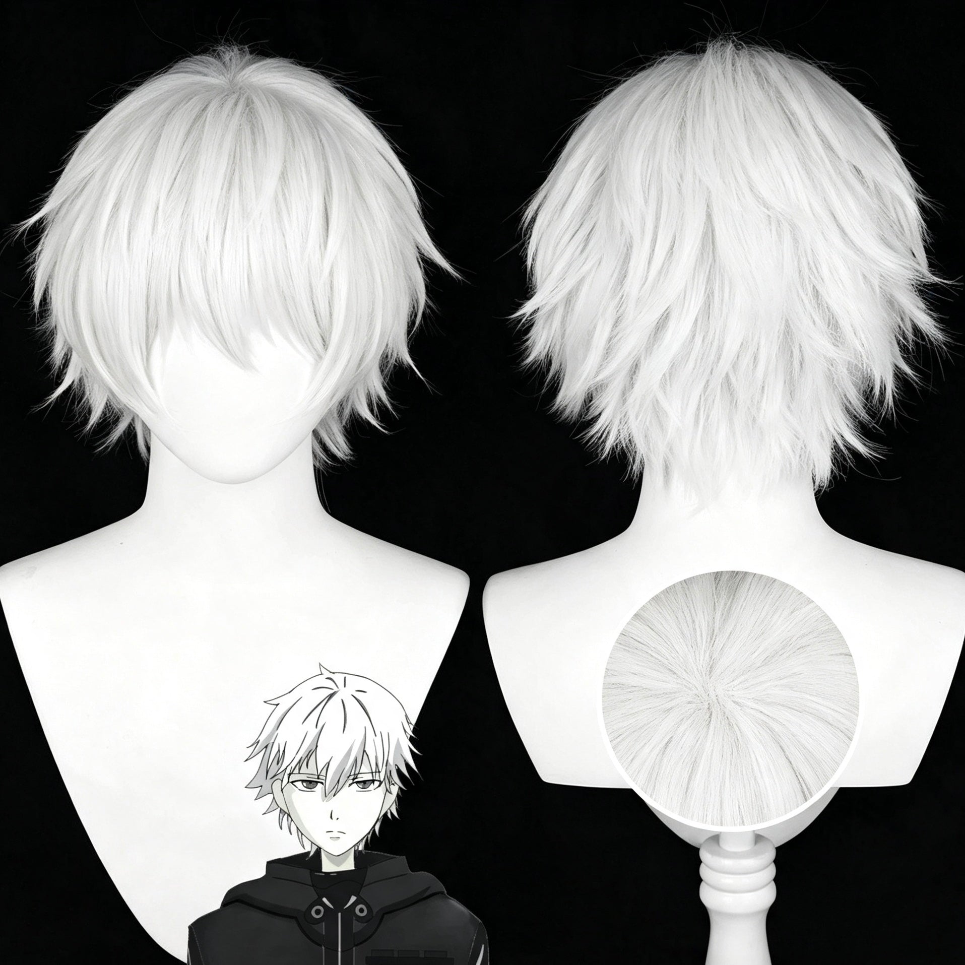 Tokyo   Ghoul   Kaneki Ken   /   Gojo   Short   White Hair   Basic   Wig