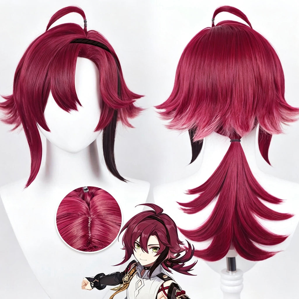 Genshin   Impact Shikanoin   Heizou   Dark Red   Gradient   Highlight Basic   Wig