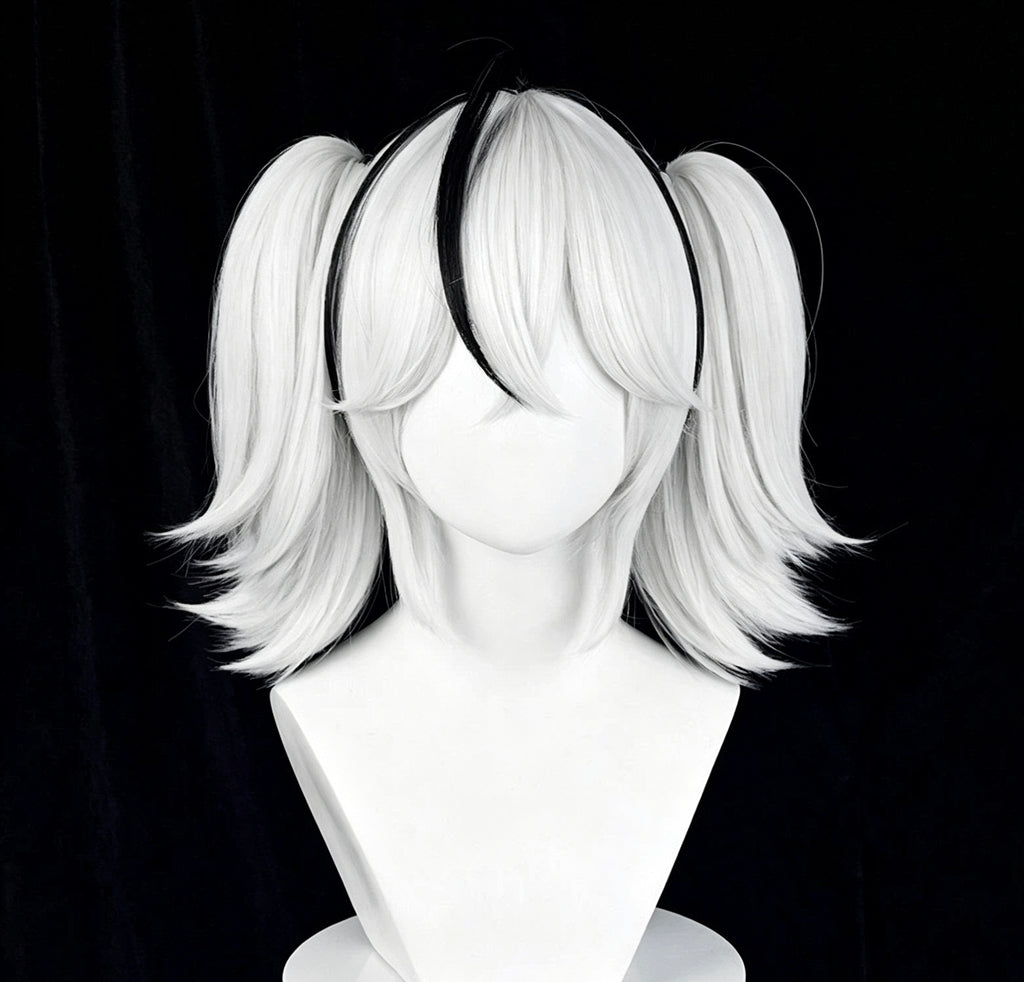Wuthering   Waves Camellya   Short   White Black   Hair   Basic   Wig