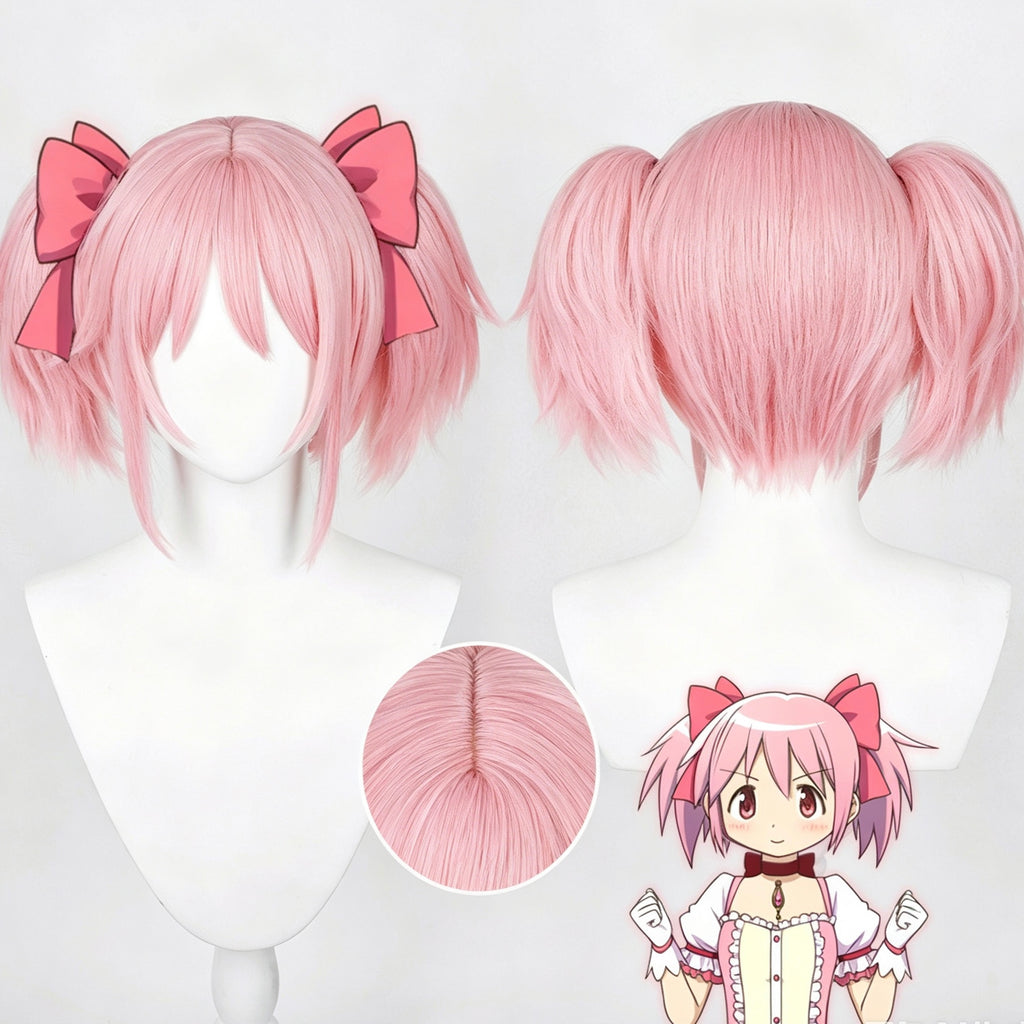 Puella   Magi   Madoka Magica   Kaname Madoka   Peruca   curta de   cabelo   rosa   básica