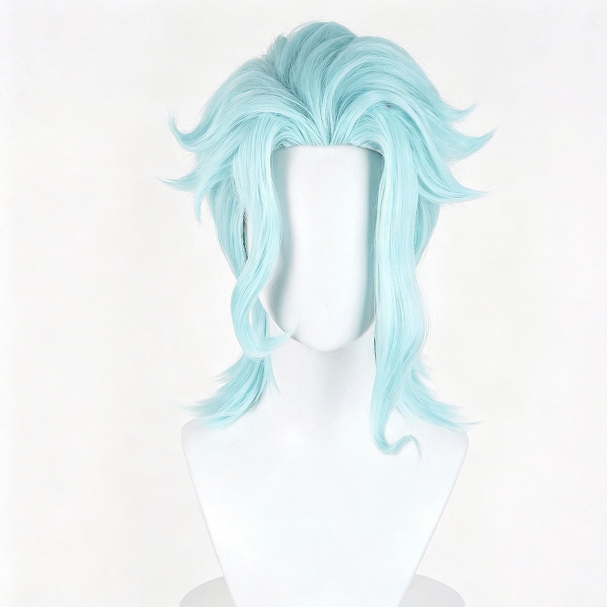 Genshin   Impact   Il Dottore   Solid   Light   Ice Blue   Layered   Wolf   Cut Basic   Wig
