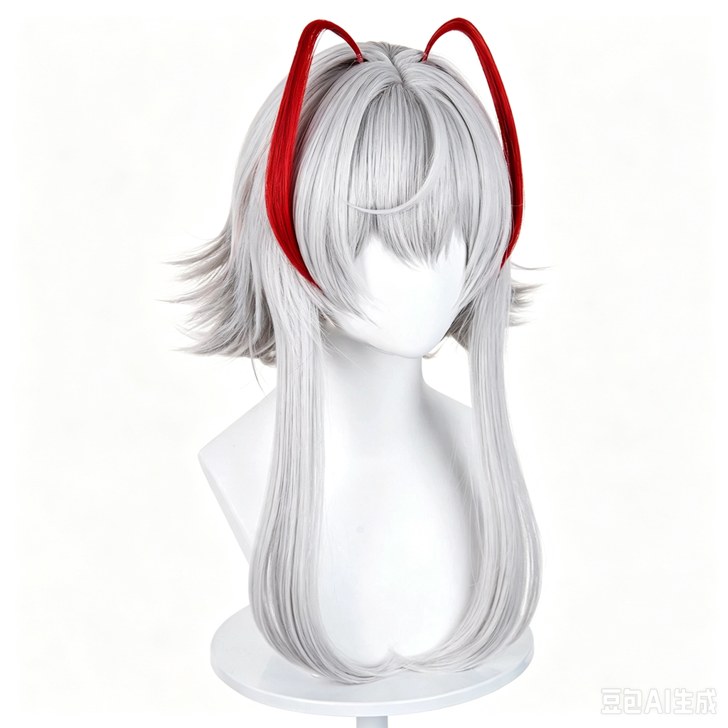Arknights   Wiš'adel Delta   Force   Long   Silver Grey   Red   Hair   Basic Wig