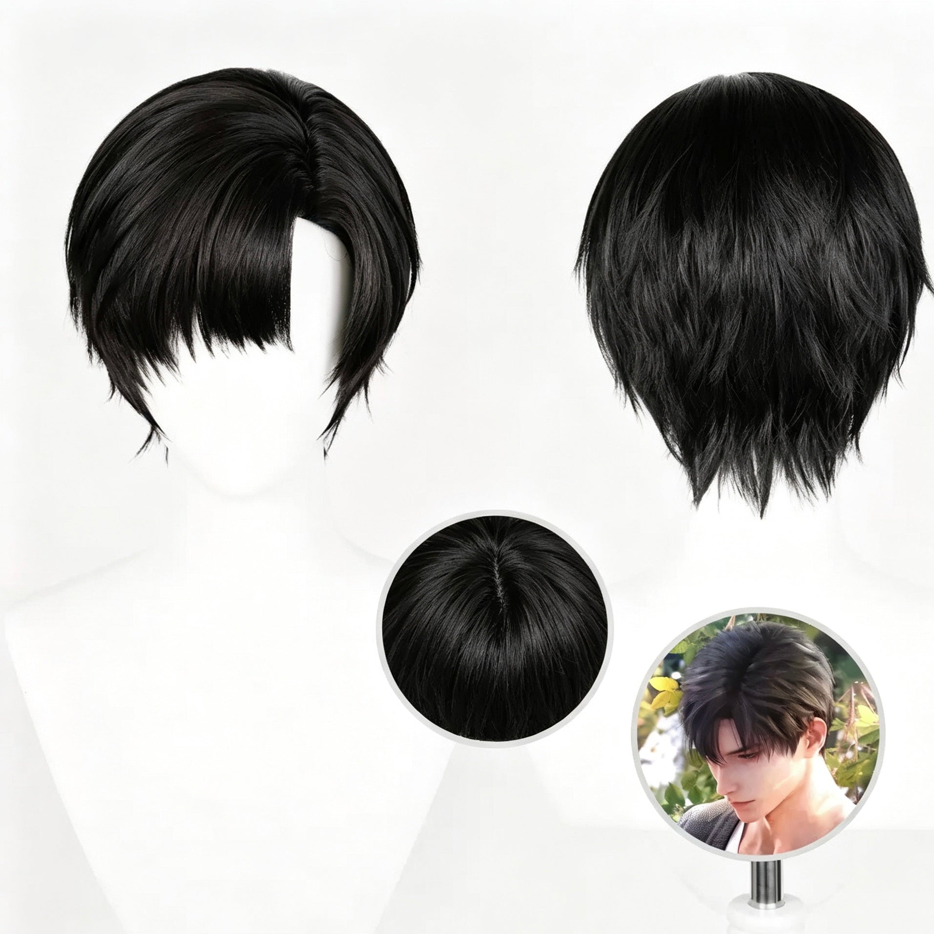Love   and   Deepspace Zayne   Short   Black   Hair Basic   Wig