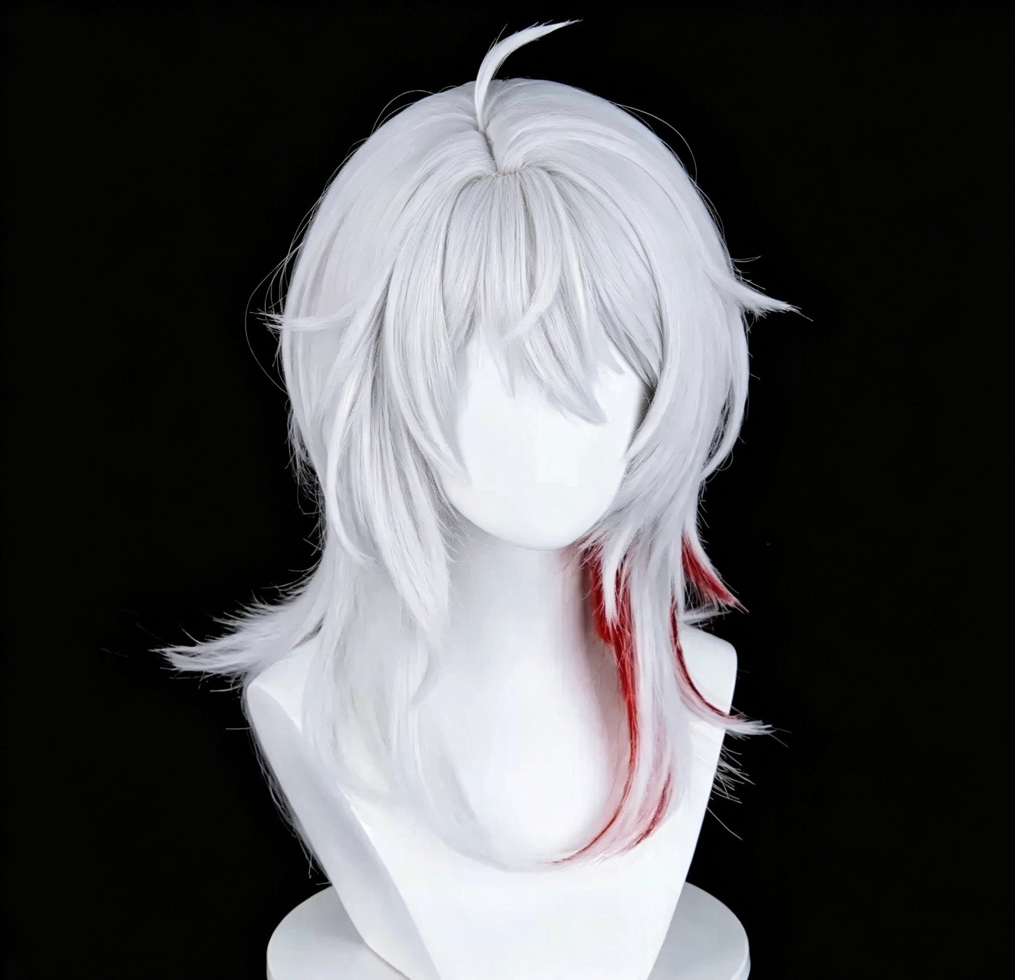 Wuthering   Waves   Zani Short   Silver   Red   Hair Basic   Wig