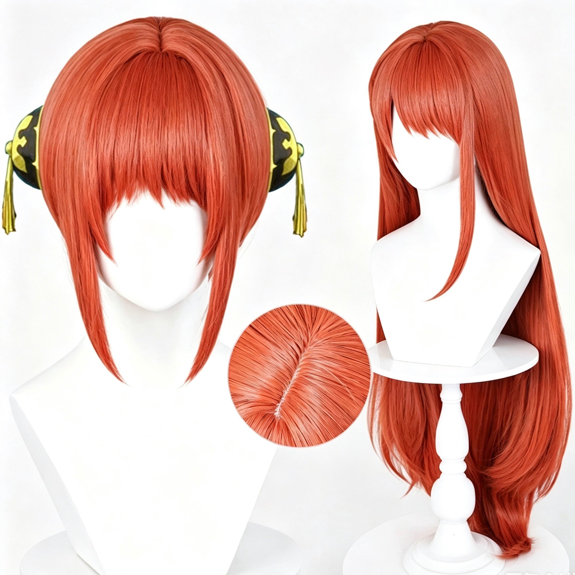 Gintama Kagura Basic Cosplay Wig Red Orange Short Synthetic Hair Wig