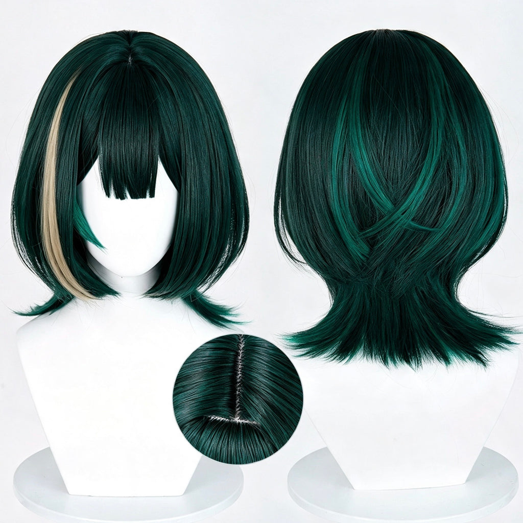 Genshin   Impact   Nefer Short   Green   Hair   Basic Wig