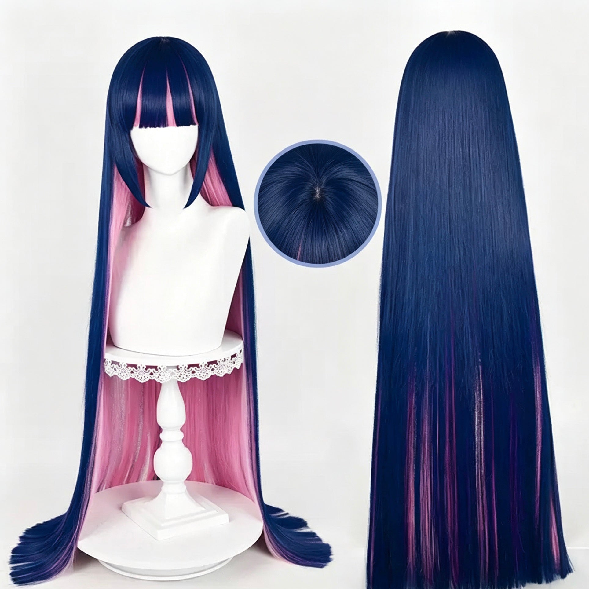 Panty   &   Stocking   with Garterbelt   Anarchy Stocking   Long   Pink and   Dark   Purple   Hair Basic   Wig