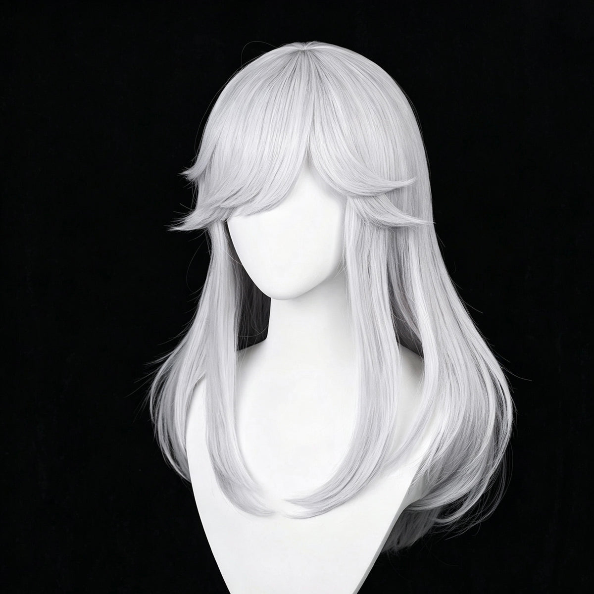 Genshin   Impact   Cyno Long   White   Hair   Basic Wig