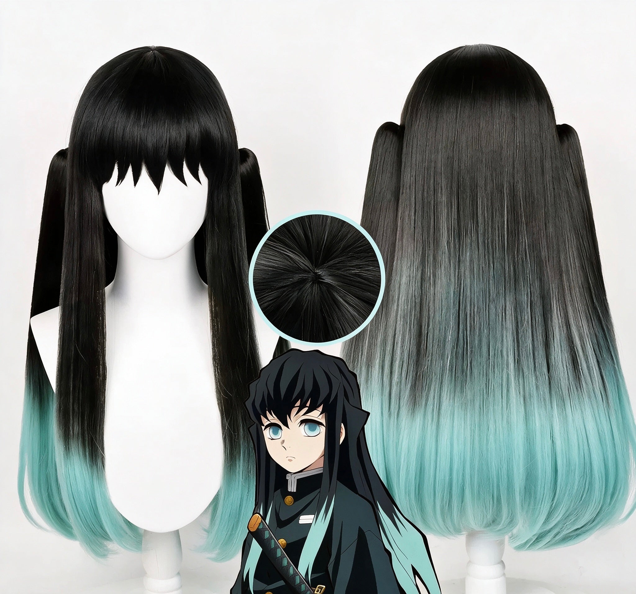 Demon   Slayer   Tokitou Muichirou   Long   Mix Hair   Basic   Wig