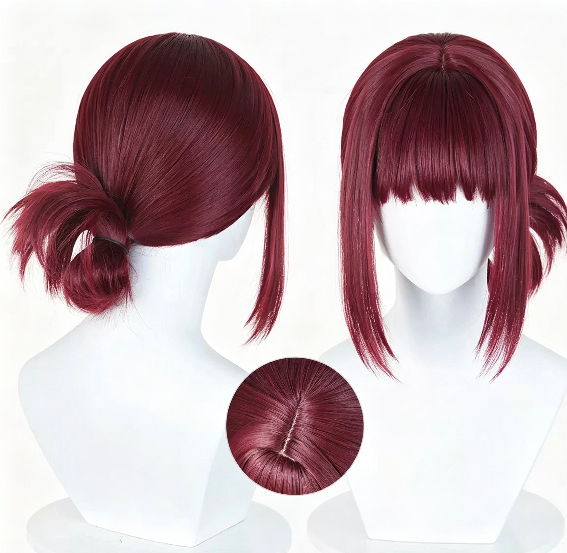 Smoking   Behind   the Supermarket   with   You Tayama   Solid   Wine Red   Basic   Wig