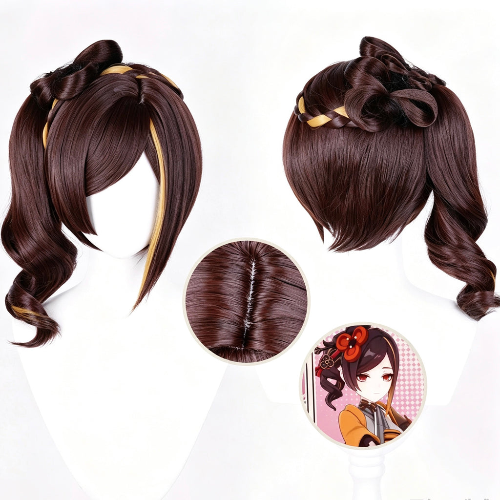 Genshin   Impact   Chiori Long   Brown   Hair   Basic Wig
