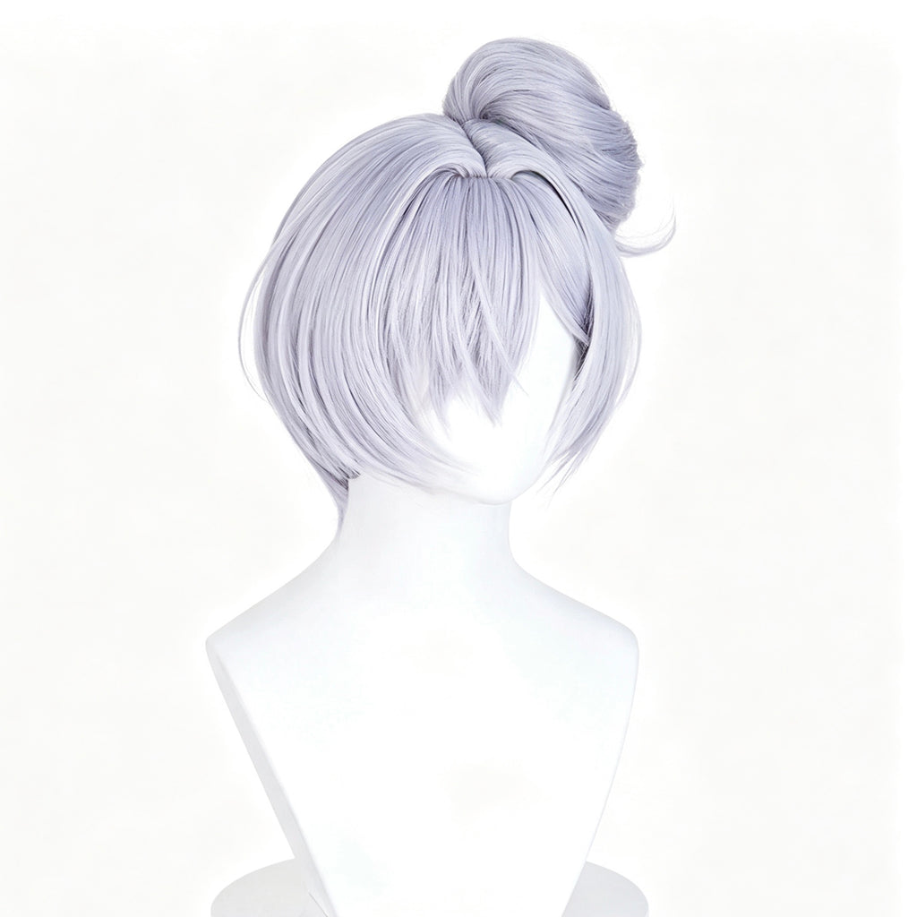 NIKKE   Goddess   of Victory   Cinderella Swimsuit   Wig   Light Gray   Purple Detachable   Split   Bun Realistic   Scalp   Top Basic   Wig