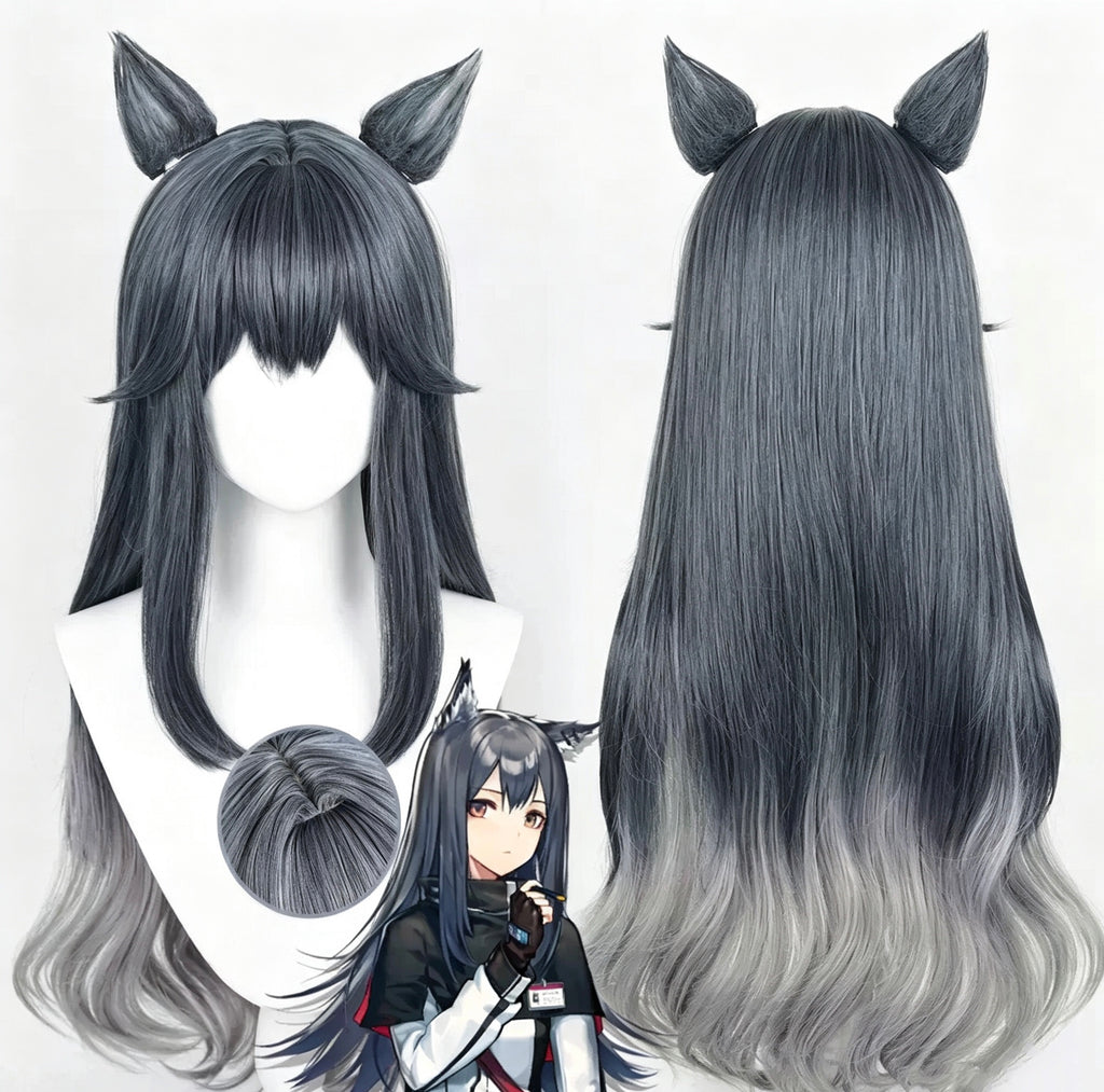 Arknights   Texas   Long Grey   Silver   Hair   Basic Wig