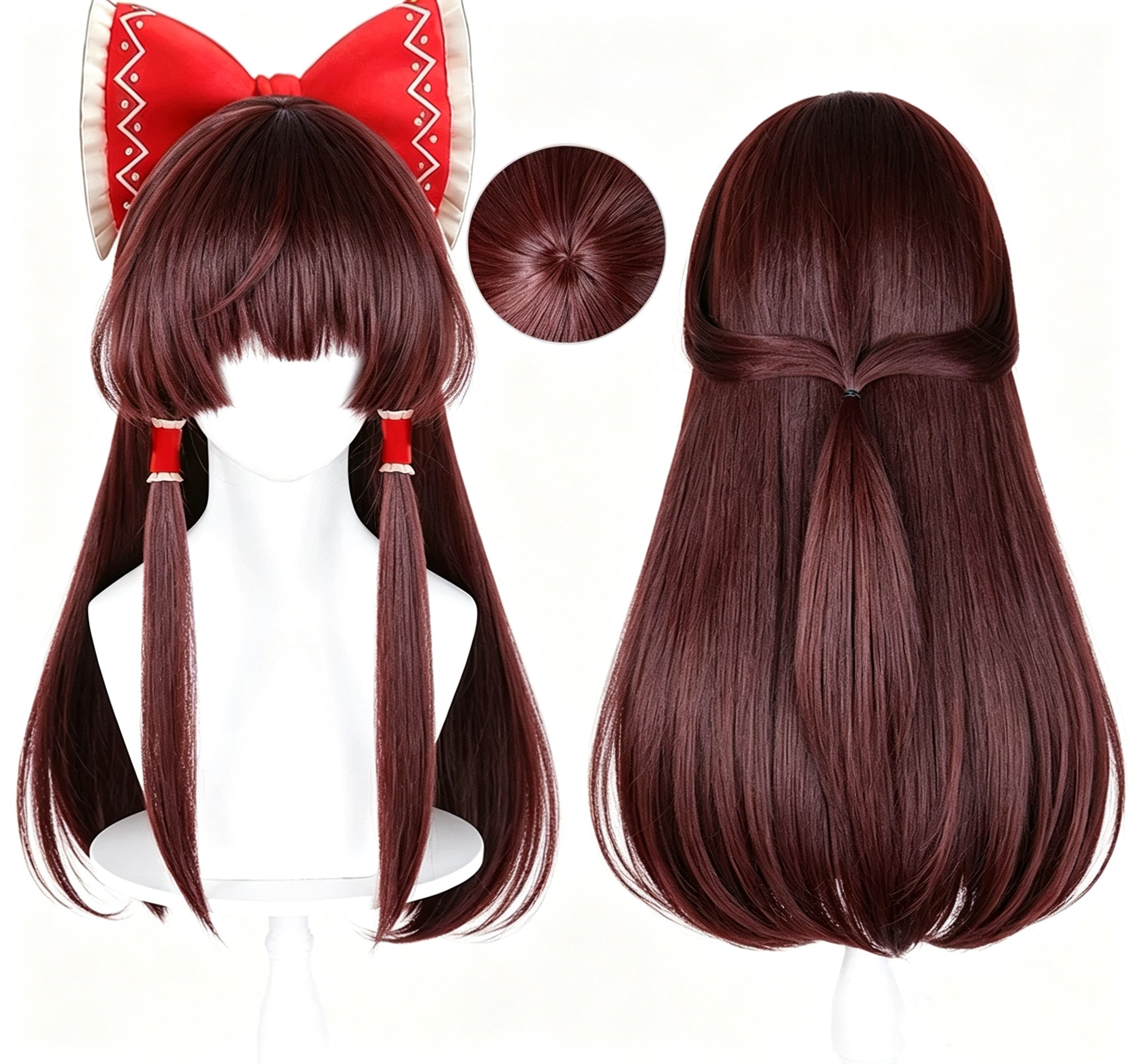 Touhou   Project Hakurei   Reimu   Dark Reddish   Brown   Basic Wig
