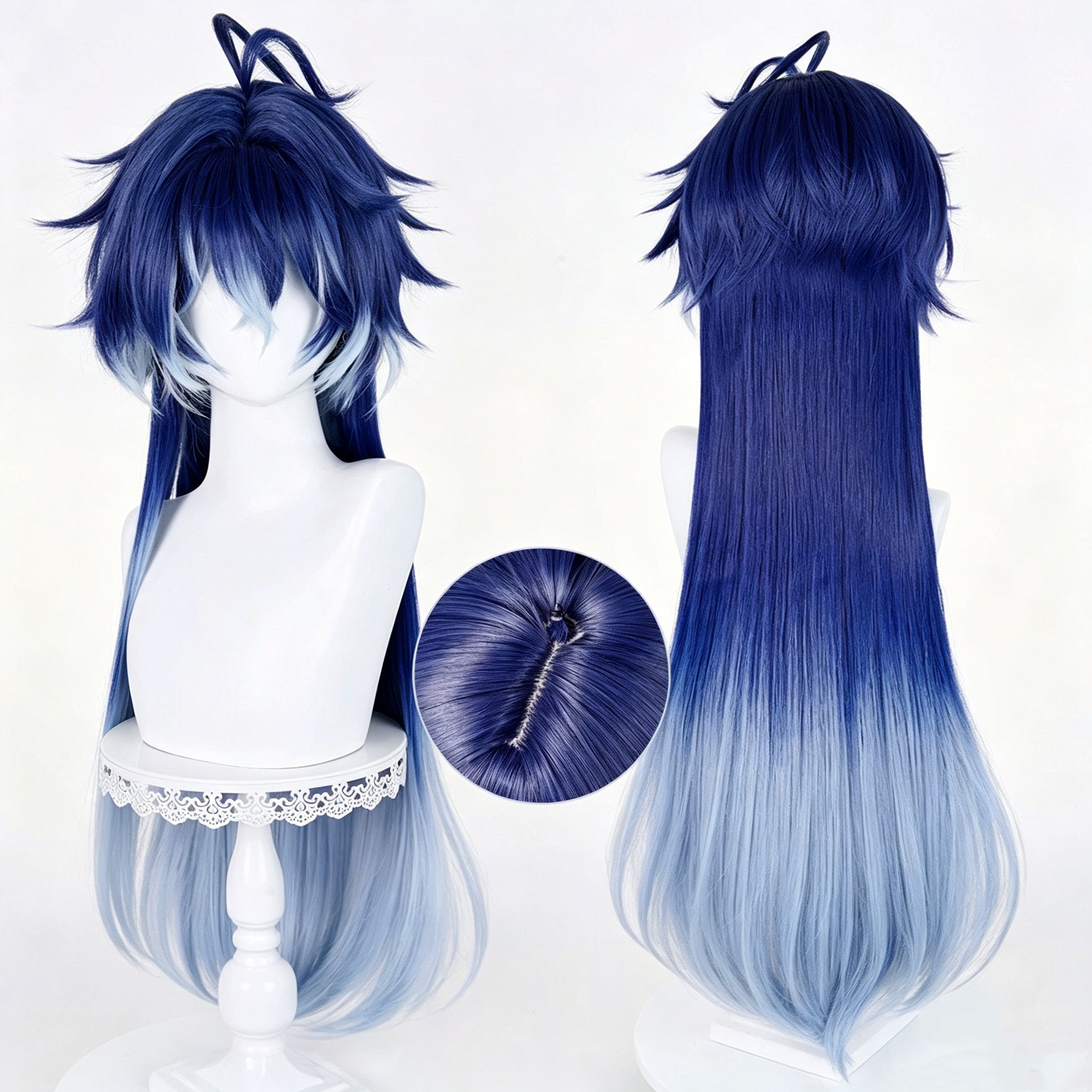 Genshin   Impact   Flins Long   Blue   Hair   Basic Wig