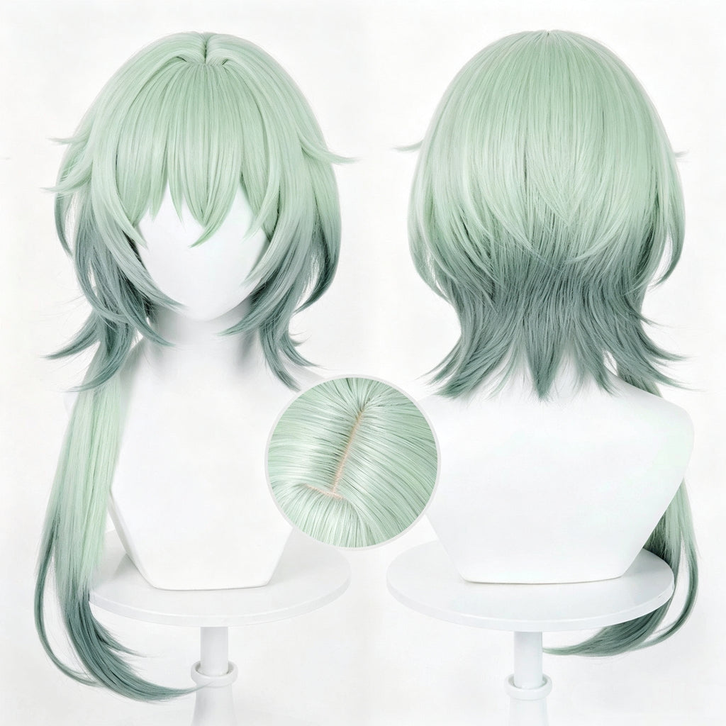 Honkai:   Star   Rail   Anaxa Long   Green   Hair   Basic Wig