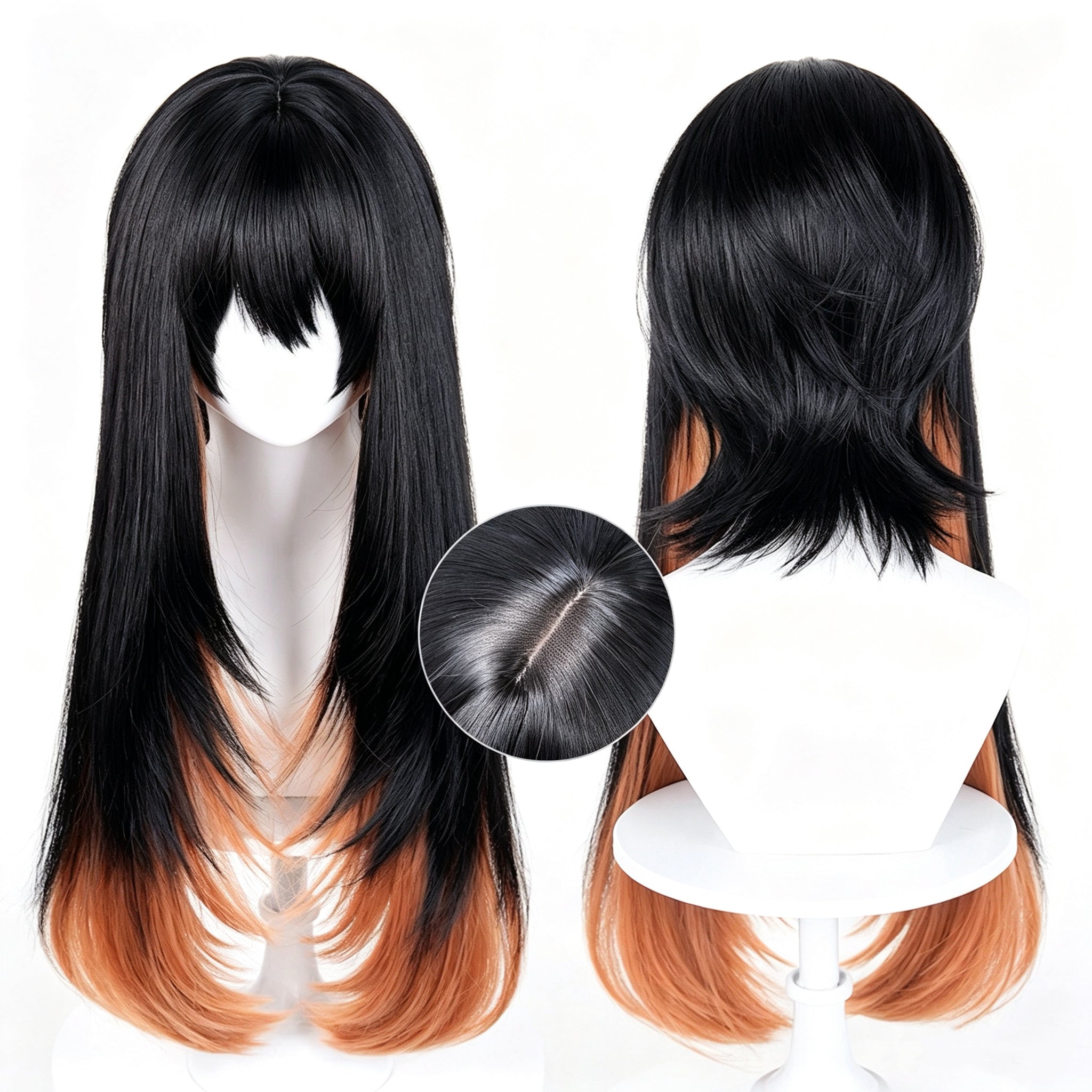 Gachiakuta   Amo Empool   Long   Black Orange   Hair   Basic   Wig