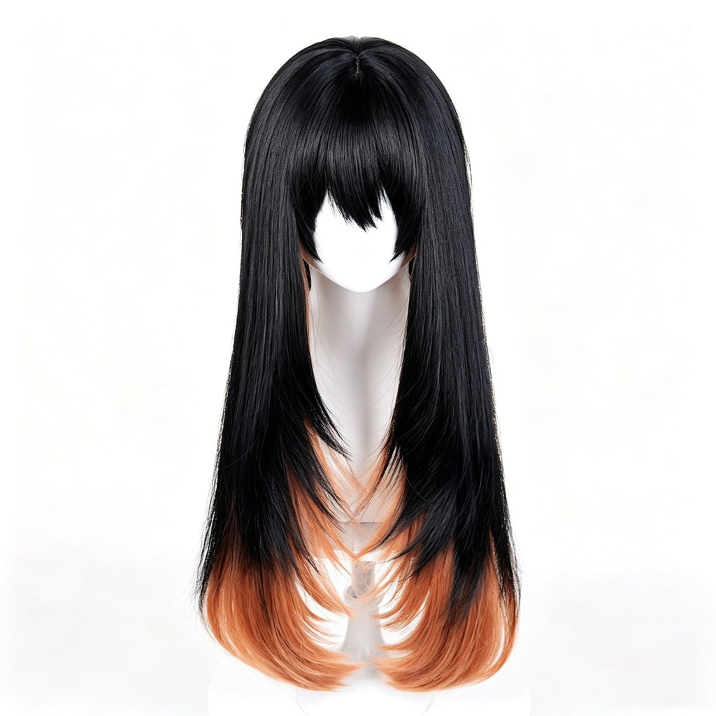 Gachiakuta   Amo Empool   Long   Black Orange   Hair   Basic   Wig