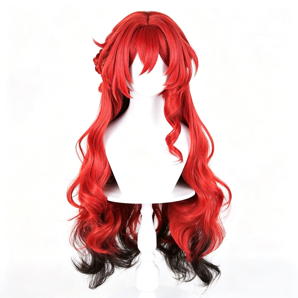 Honkai:   Star   Rail Himeko   Red   Gradient Black   Basic   Wig