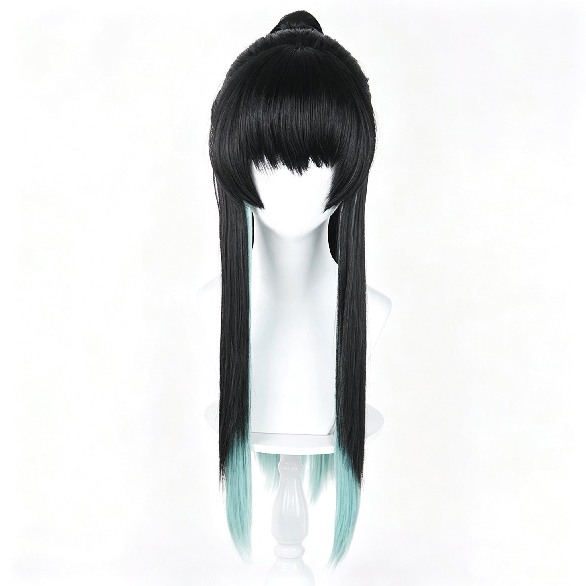 Demon   Slayer   Tokito Muichiro   Black   Teal Gradient   High   Ponytail Basic   Wig