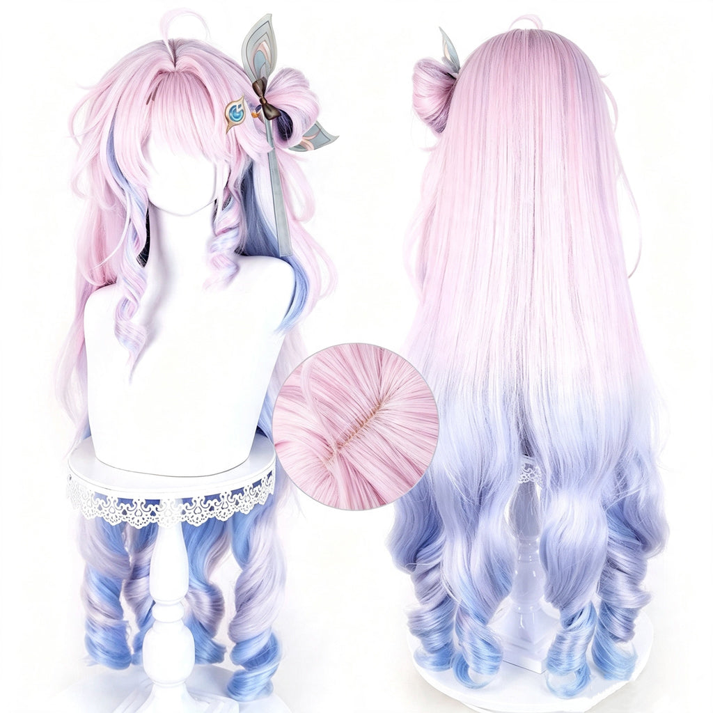 Wuthering   Waves Dania   Pink   Blue Gradient   Long   Curly Basic   Wig