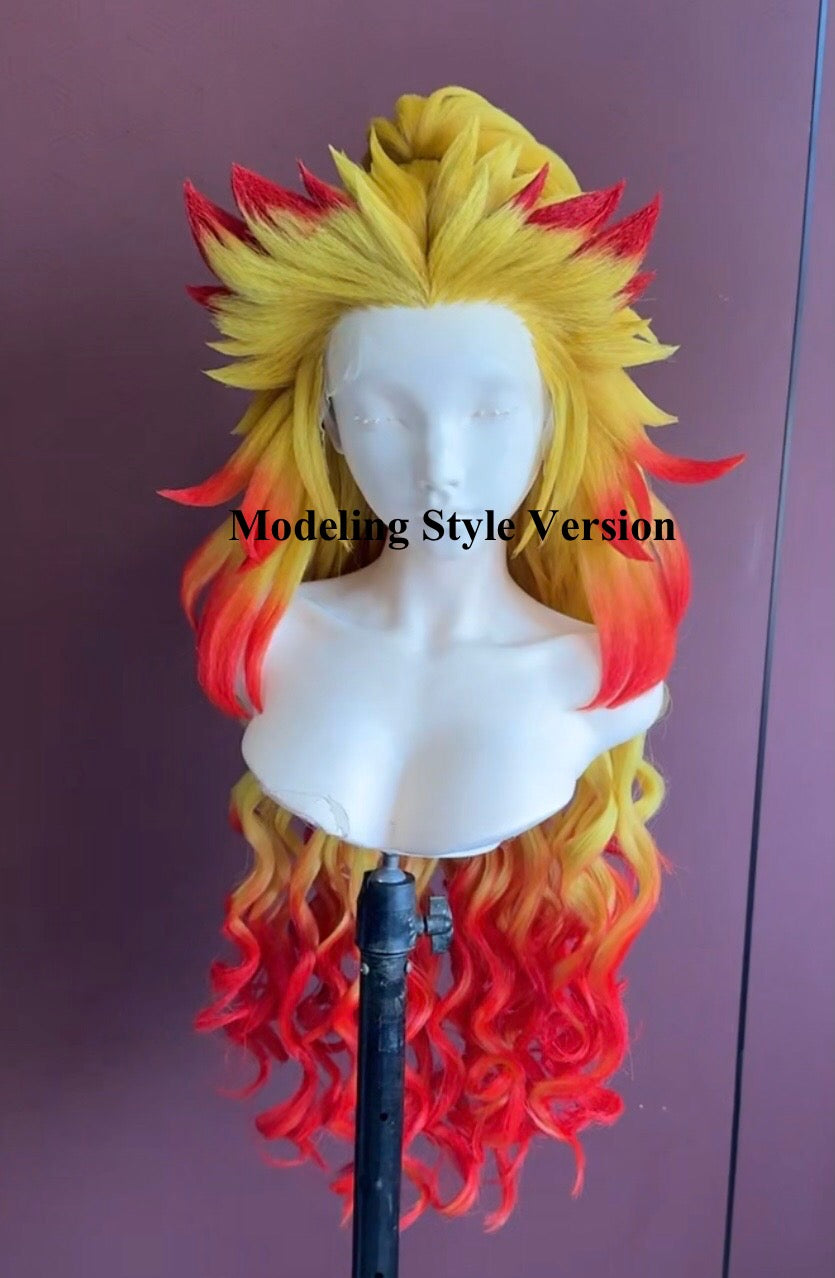 Female Kyojuro Rengoku Custom Wig – Premium Precision Cosplay Styling Commission