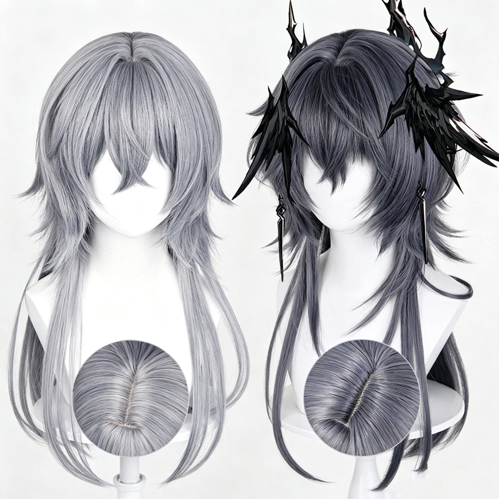 Arknights   Logos Long/Short   Gray   Hair Basic   Wig