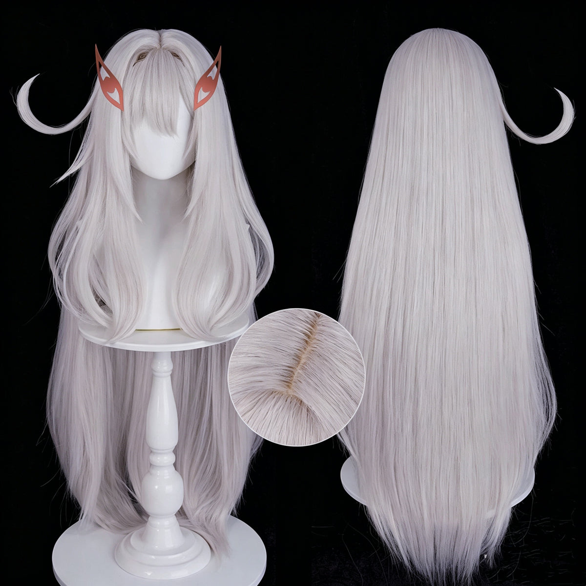 Genshin   Impact Ronova   Long   White Hair   Basic   Wig