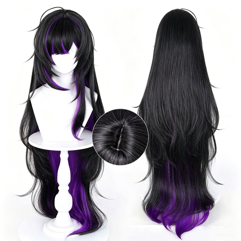 Goddess   of   Victory: NIKKEf   Rebell Black‑Purple   Gradient Basic   Wig