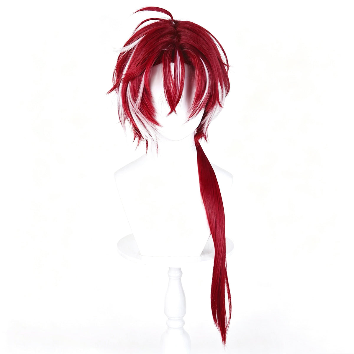 Arknights   Bellone Wine   Red   Short   Single Long   Tail   Basic   Wig