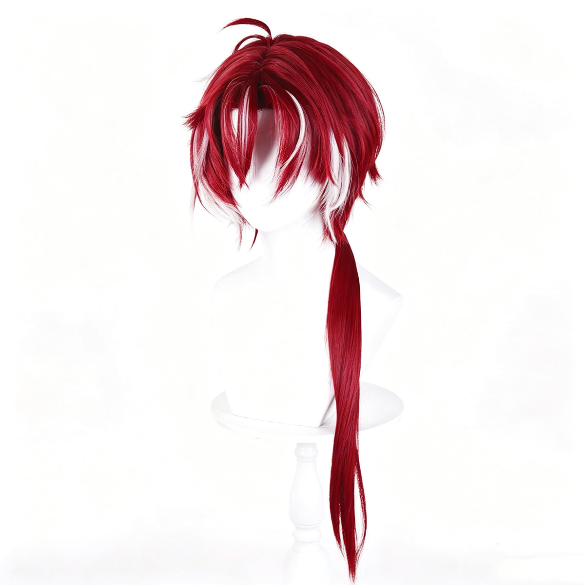 Arknights   Bellone Wine   Red   Short   Single Long   Tail   Basic   Wig